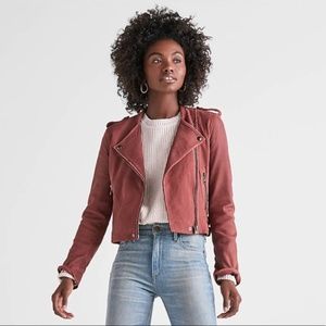 Lucky Brand Washed Leather Moto Jacket SZ M